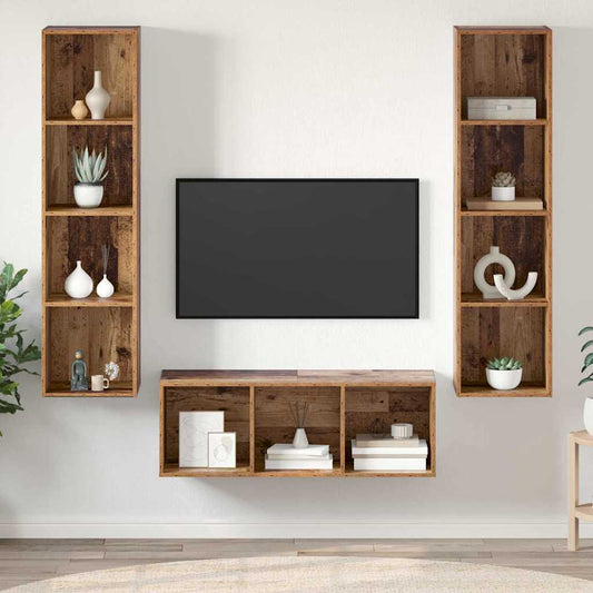 TV-Schrank Set Wandmontiert 3 pcs Altholz Holzwerkstoff