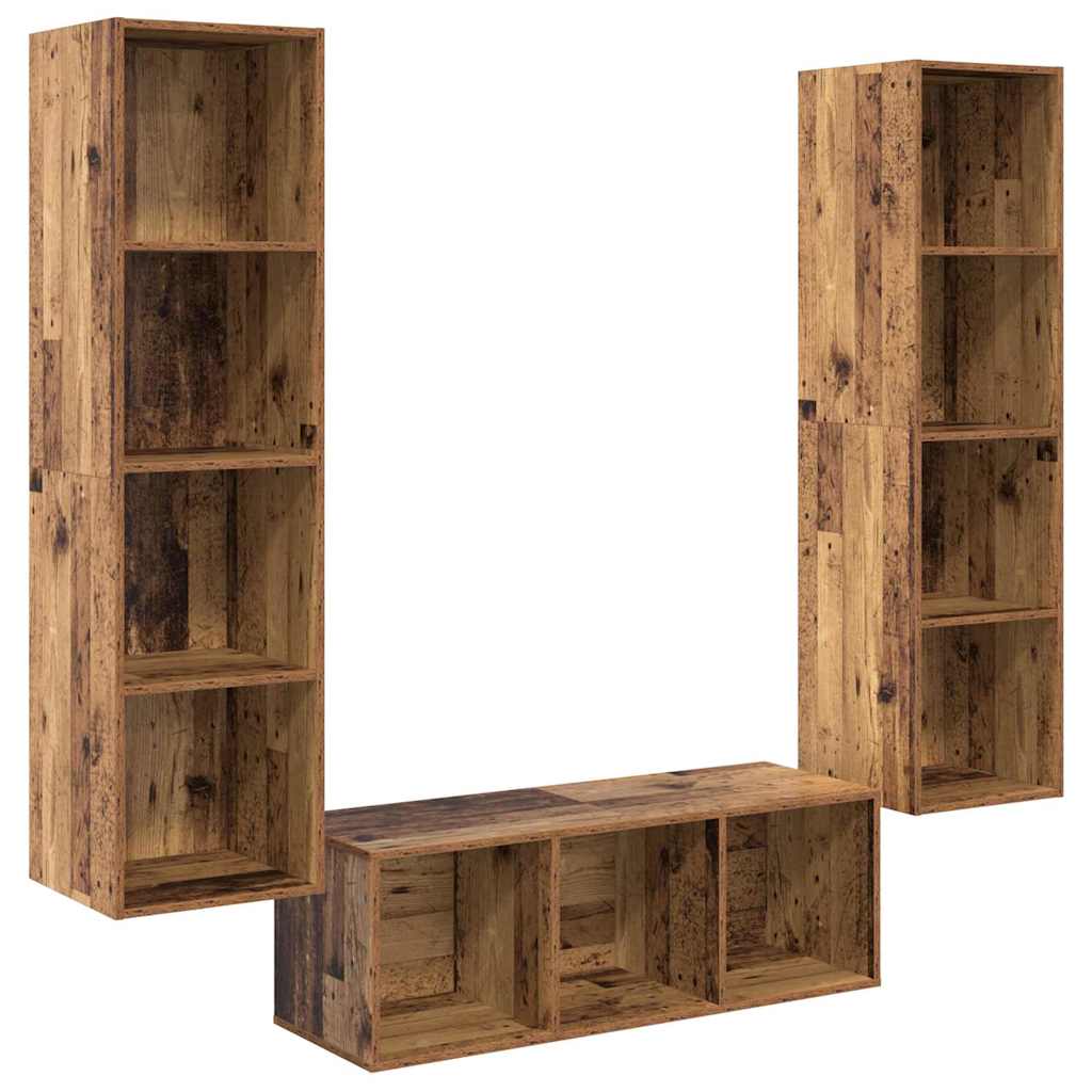 TV-Schrankset Wandmontiert 3 pcs Altholz Holzwerkstoff