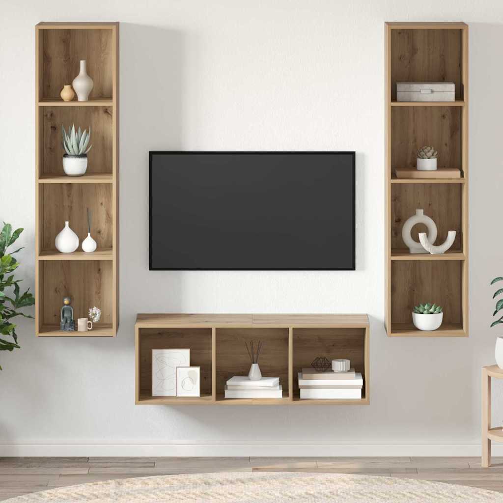 TV-Schrankset 3 pcs Artisan-Eiche Holzwerkstoff