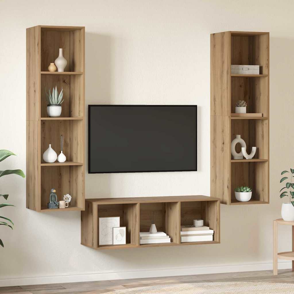 TV-Schrankset 3 pcs Artisan-Eiche Holzwerkstoff