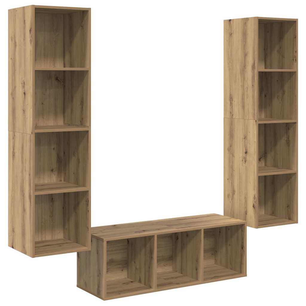 TV-Schrank Set 3 pcs Artisan-Eiche 37 x 37 x 142,5 cm