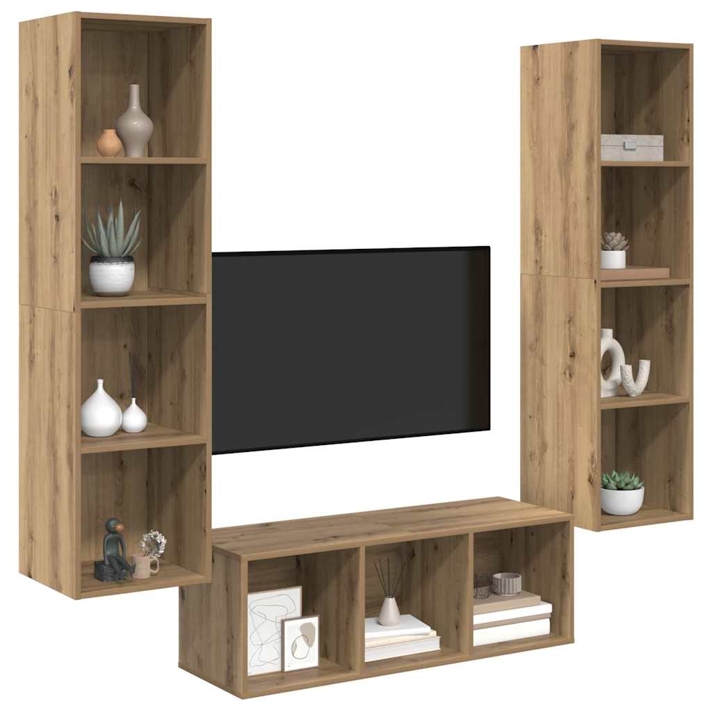 TV-Schrankset 3 stk. Artisan-Eiche Holzwerkstoff