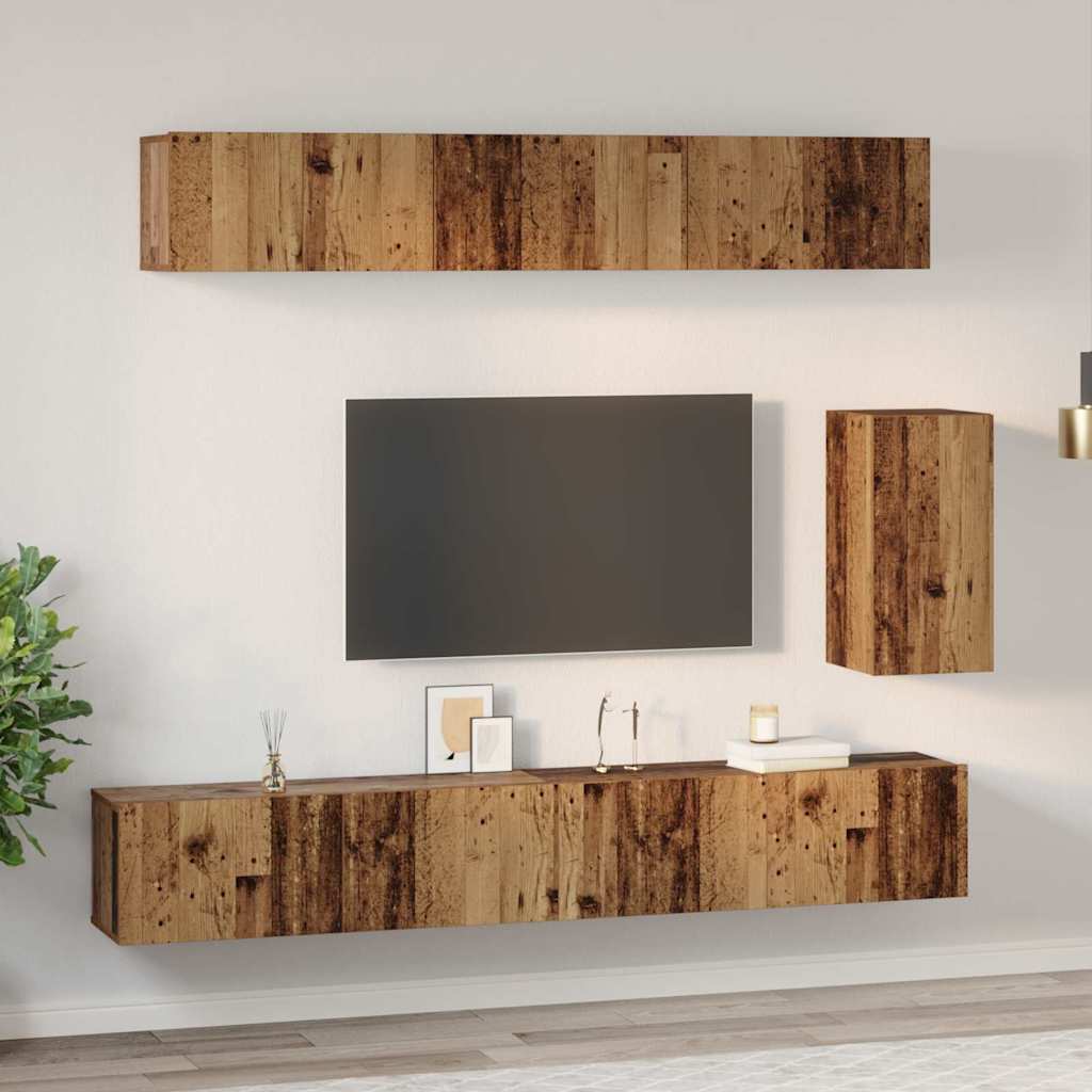 TV-Schrank-Set Wandmontiert 6 pcs Altholz Holzwerkstoff