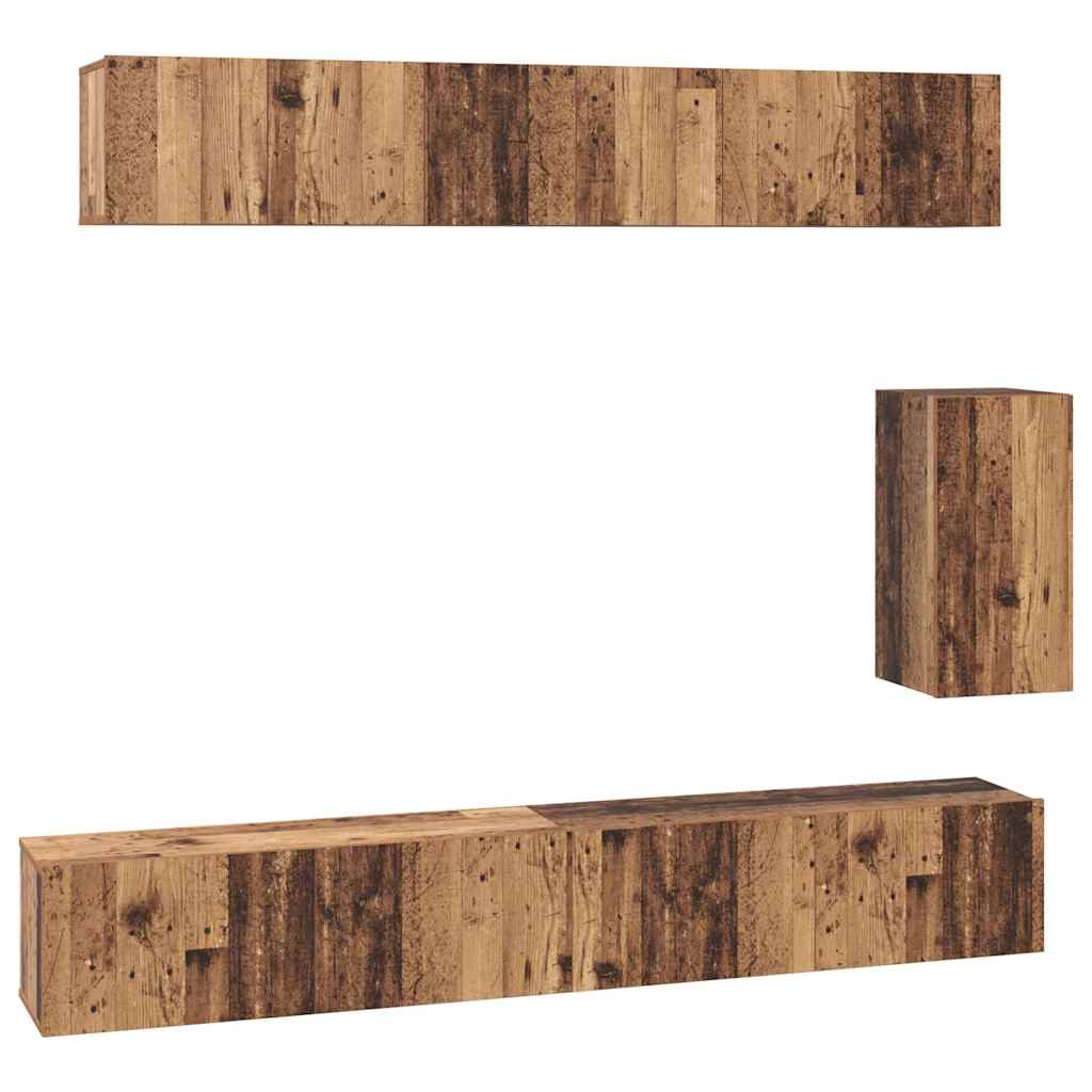 TV-Schrank-Set Wandmontiert 6 pcs Altholz Holzwerkstoff