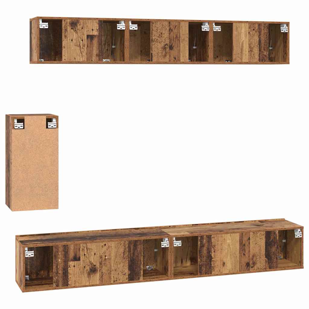 TV-Schrank-Set Wandmontiert 6 pcs Altholz Holzwerkstoff