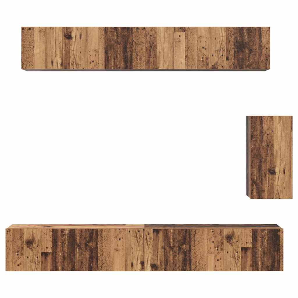 TV-Schrank-Set Wandmontiert 6 pcs Altholz Holzwerkstoff
