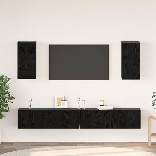 Wand TV Schrank Wandmontiert Schwarz Eichen-Optik Holzwerkstoff