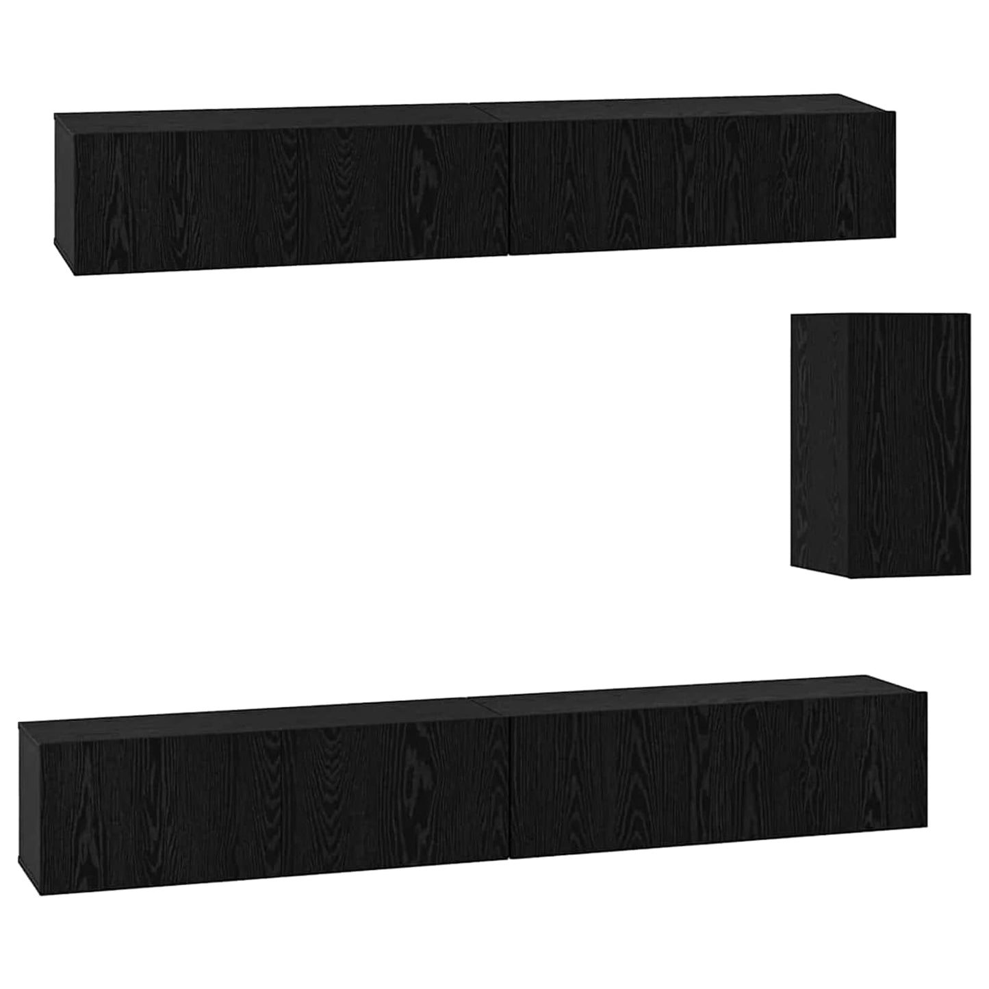 Wand-TV-Schrank 3 pcs 100 x 30 x 30 cm Schwarz Eichen-Optik