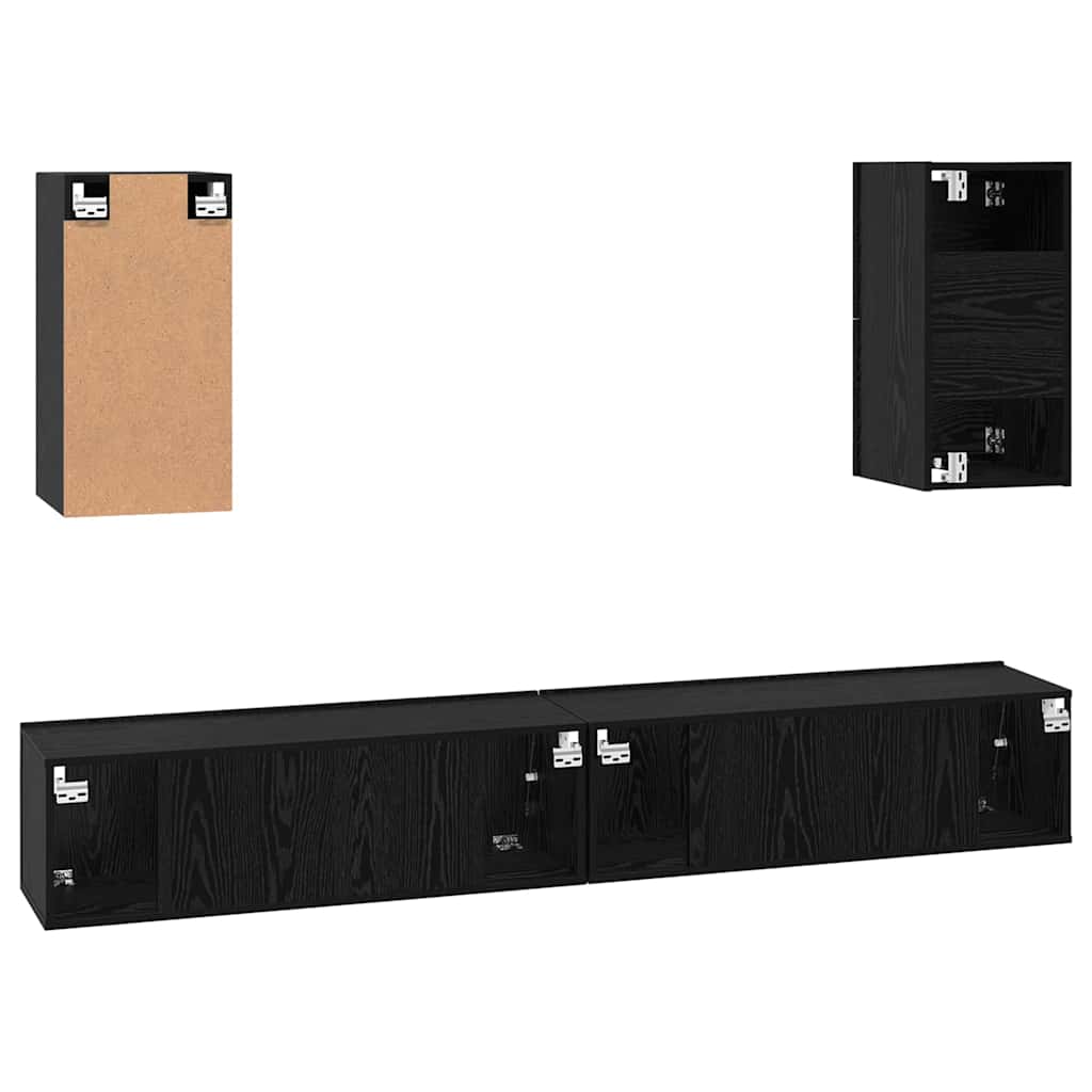 Wand-TV-Schrank 3 stk. Schwarz Eichen-Optik Holzwerkstoff