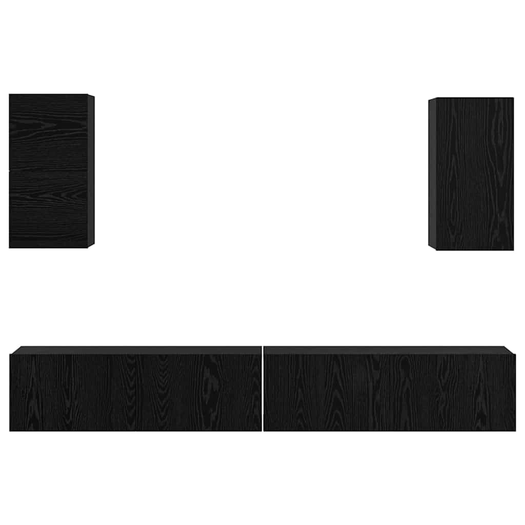 Wand-TV-Schrank 3 stk. Schwarz Eichen-Optik Holzwerkstoff