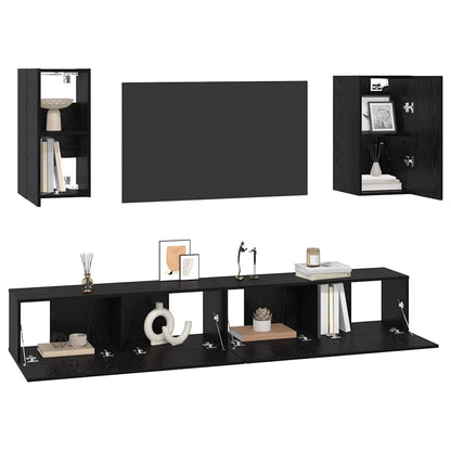 Wand-TV-Schrank 3 stk. Schwarz Eichen-Optik Holzwerkstoff