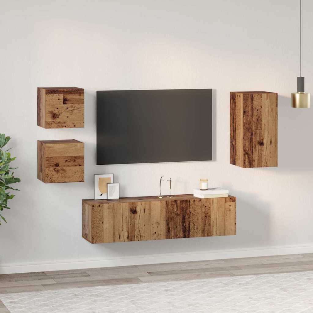 TV-Schranksystem 5 pcs Altholz 30,5 x 30 x 60 cm Holzwerkstoff