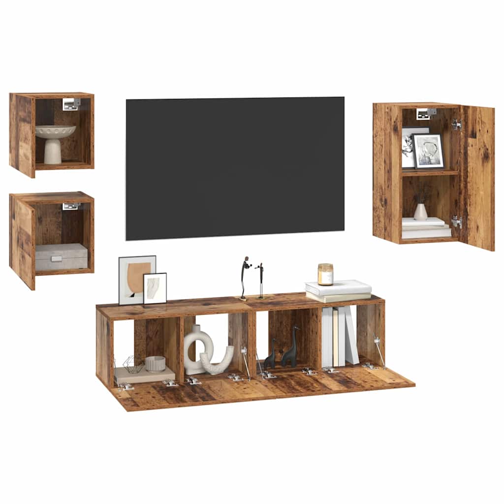 TV-Schranksystem 5 pcs Altholz 30,5 x 30 x 60 cm Holzwerkstoff