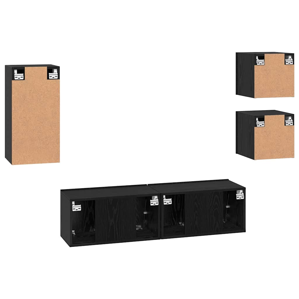 TV-Schrankset 5 pcs Schwarz Eichen-Optik Holzwerkstoff