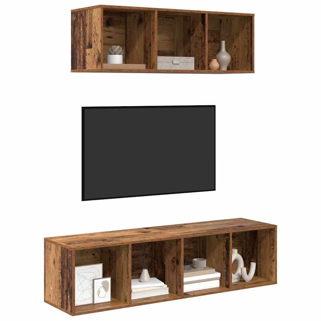 TV-Schrank Set Wandmontiert 2 pcs Altholz Holzwerkstoff
