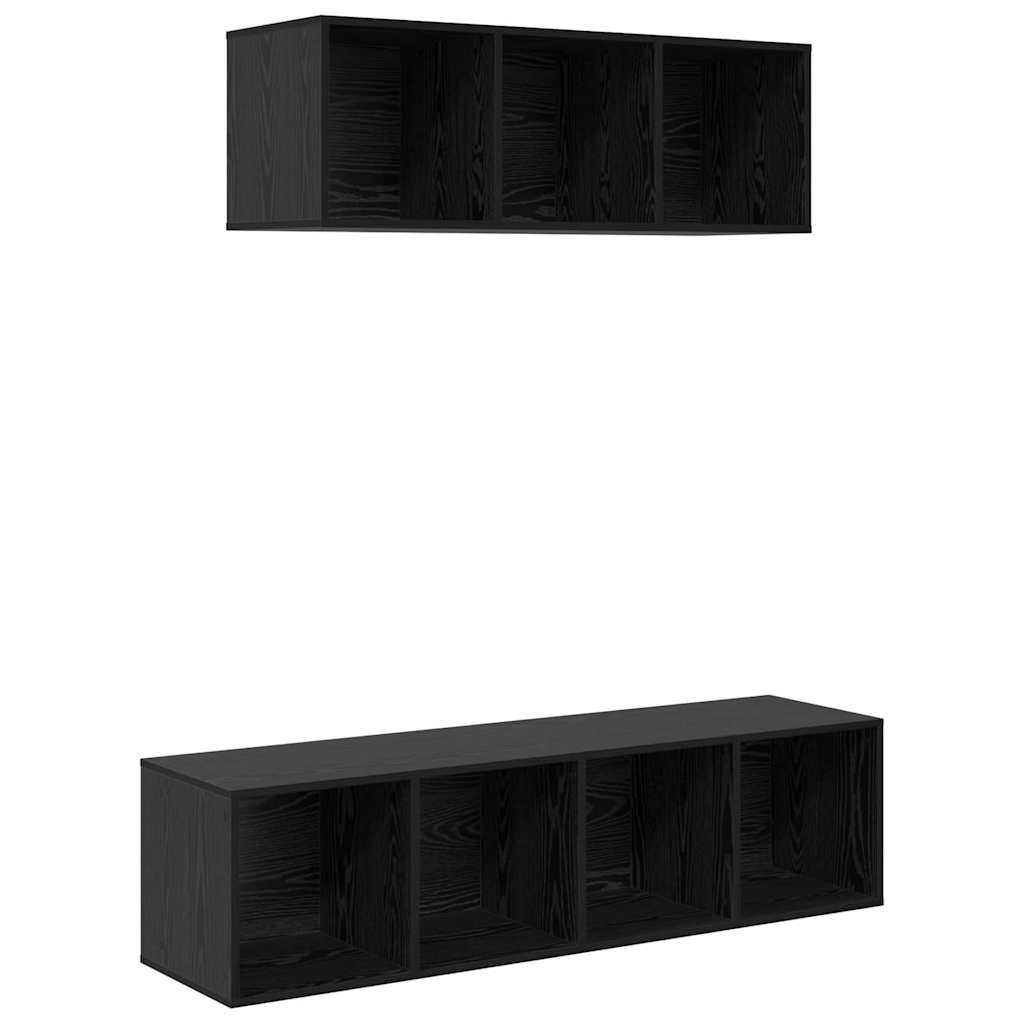 TV-Schrank Set 2 pcs Schwarz Eichen-Optik Holzwerkstoff