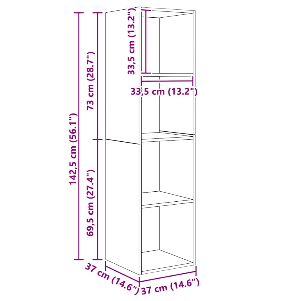 TV-Schrank Set 2 pcs Schwarz Eichen-Optik Holzwerkstoff