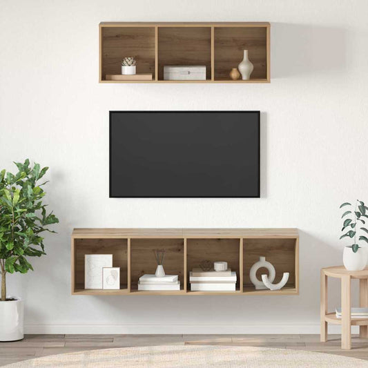 TV-Schrank Set Wandmontiert 2 pcs Artisan-Eiche Holzwerkstoff