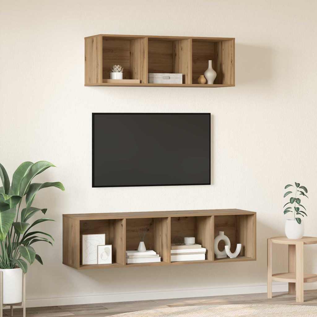 TV-Schrank Set Wandmontiert 2 pcs Artisan-Eiche Holzwerkstoff