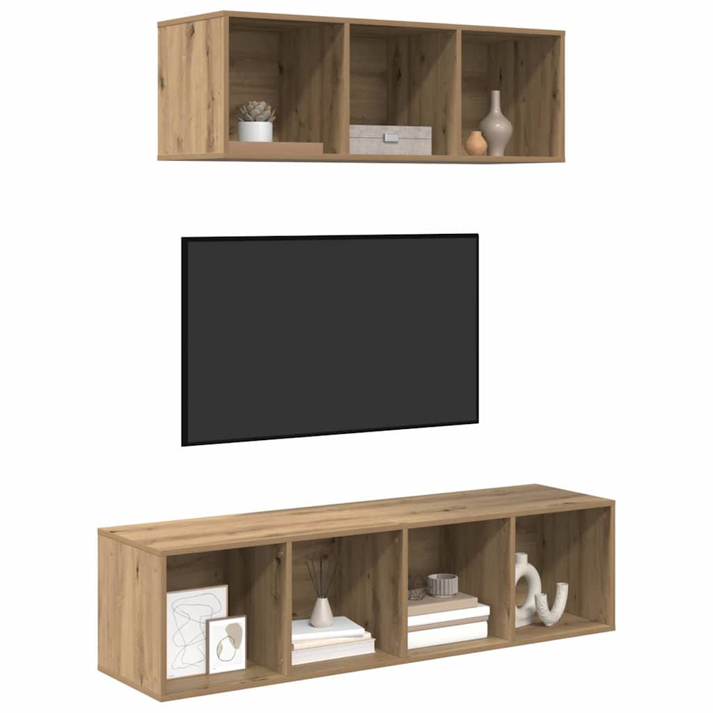 TV-Schrank Set Wandmontiert 2 pcs Artisan-Eiche Holzwerkstoff
