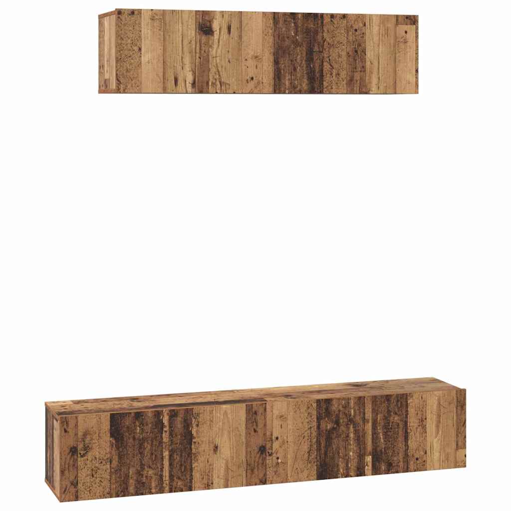 TV-Schrank Set Wandmontiert 4 pcs Altholz Holzwerkstoff
