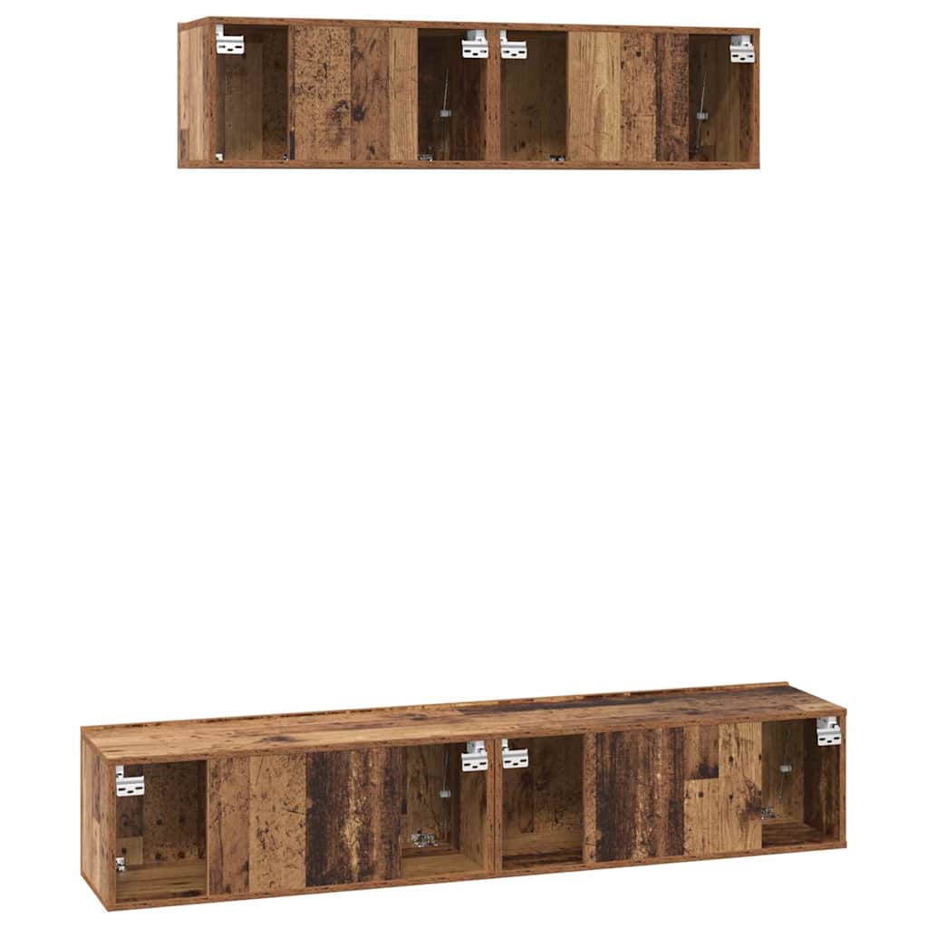 TV-Schrank Set Wandmontiert 4 pcs Altholz Holzwerkstoff