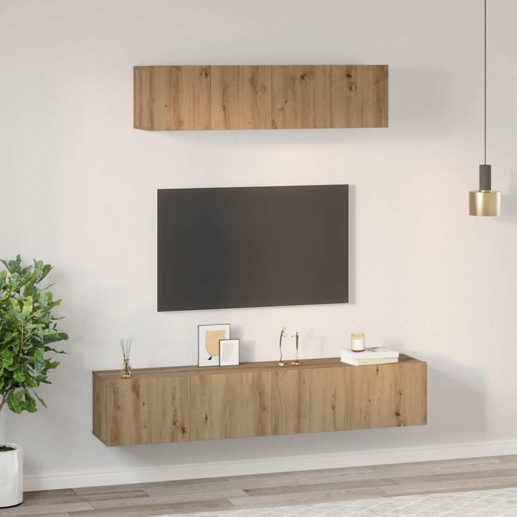 TV-Schrank Set Wandmontiert 4 pcs Artisan-Eiche Holzwerkstoff