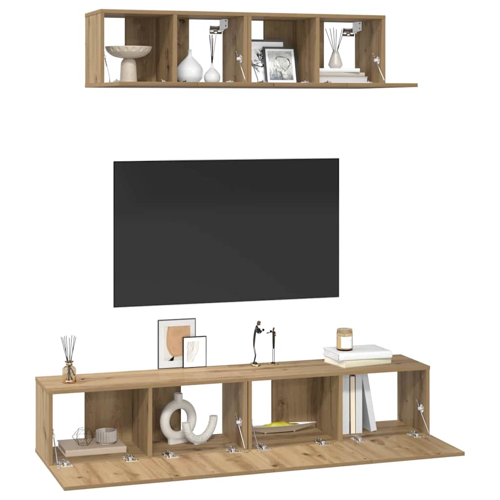 TV-Schrank Set Wandmontiert 4 pcs Artisan-Eiche Holzwerkstoff
