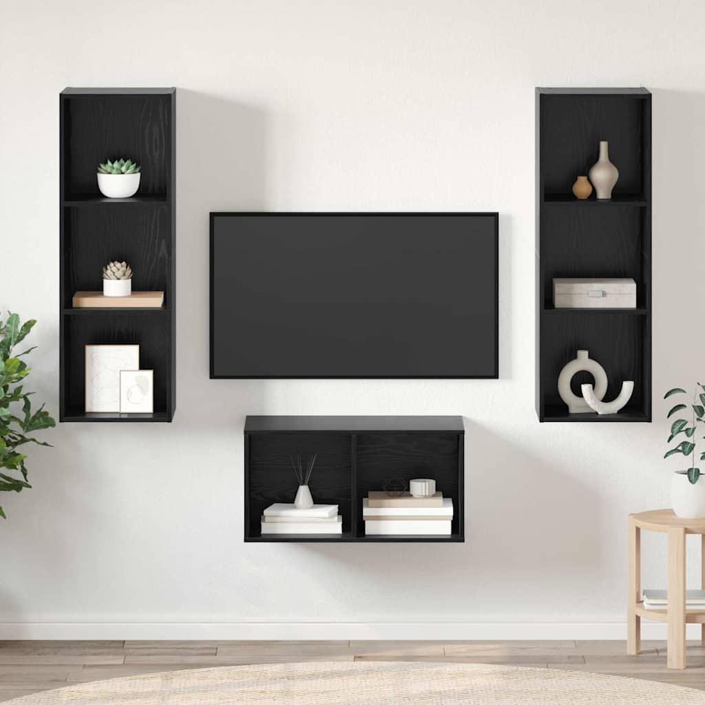 TV-Schrankset Schwarz Eichen-Optik Holzwerkstoff