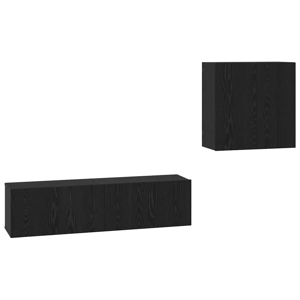 TV-Möbel-Set 4 pcs Schwarz Eichen-Optik Holzwerkstoff