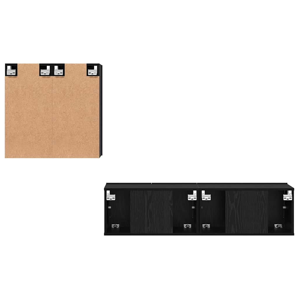 TV-Möbel-Set 4 pcs Schwarz Eichen-Optik Holzwerkstoff