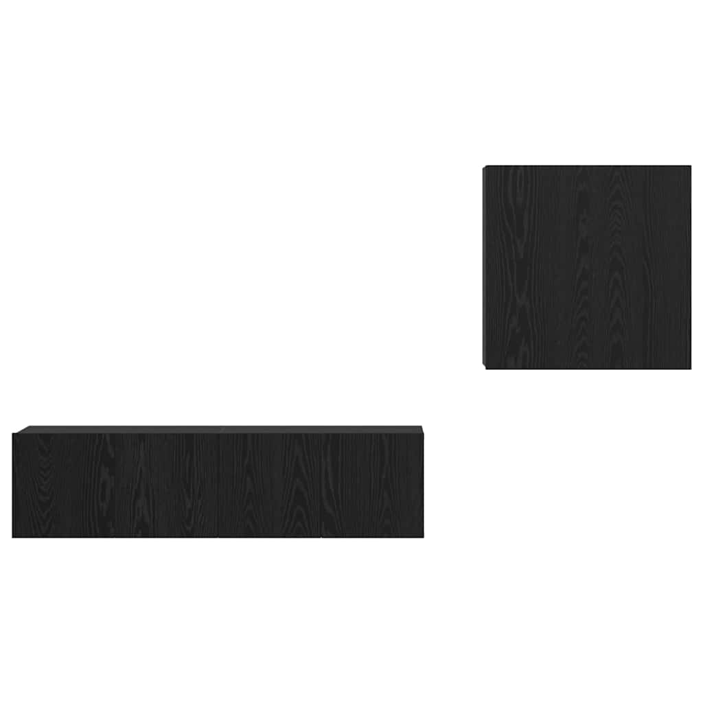TV-Möbel-Set 4 pcs Schwarz Eichen-Optik Holzwerkstoff