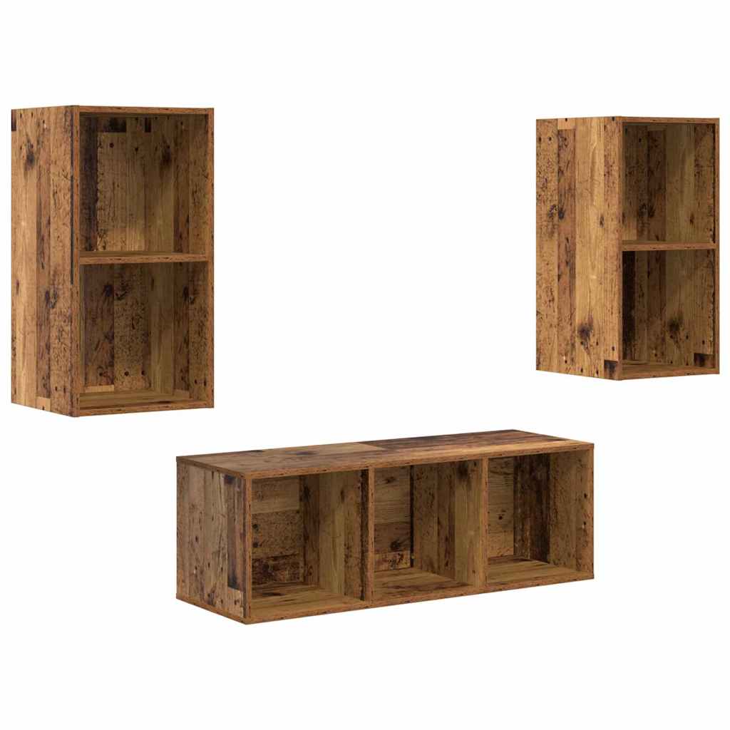 TV-Schrank Set Wandmontiert 3 pcs Altholz Holzwerkstoff