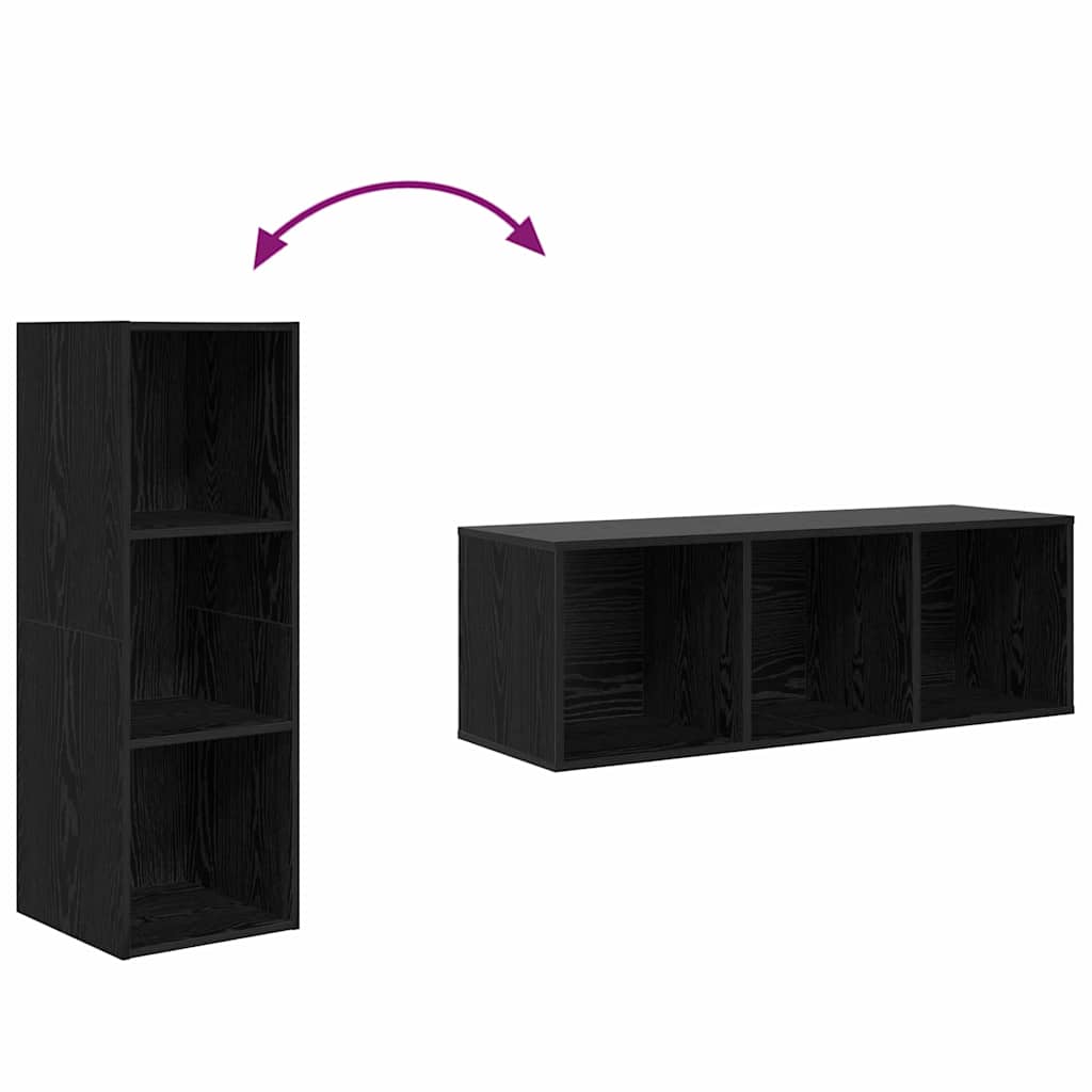 TV-Schrank Set 3 pcs Schwarz Eichen-Optik Holzwerkstoff