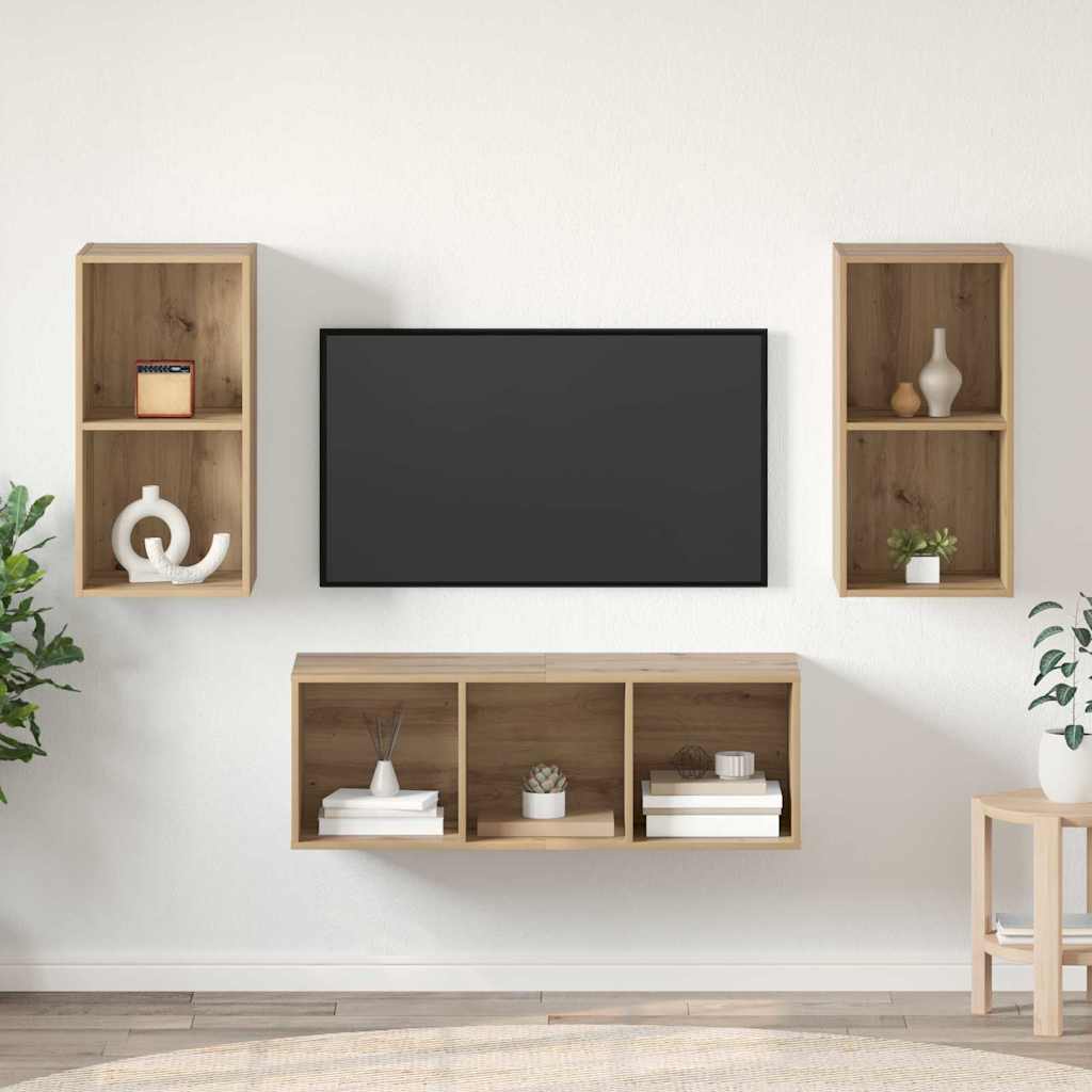 TV-Schrank Set Wandmontiert 3 pcs Artisan-Eiche Holzwerkstoff