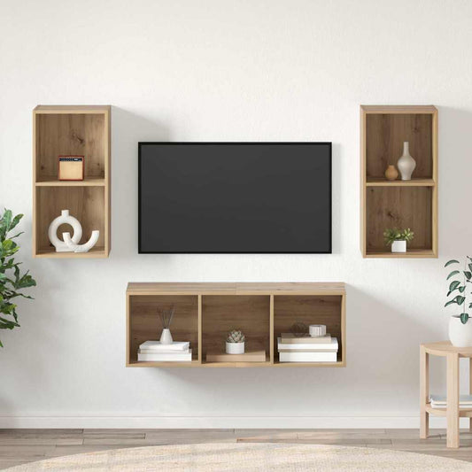 TV-Schrank Set Wandmontiert 3 pcs Artisan-Eiche Holzwerkstoff