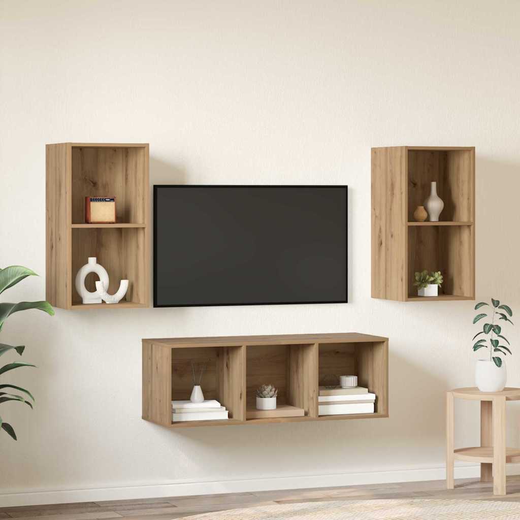TV-Schrankset 3 stk. Artisan-Eiche Holzwerkstoff