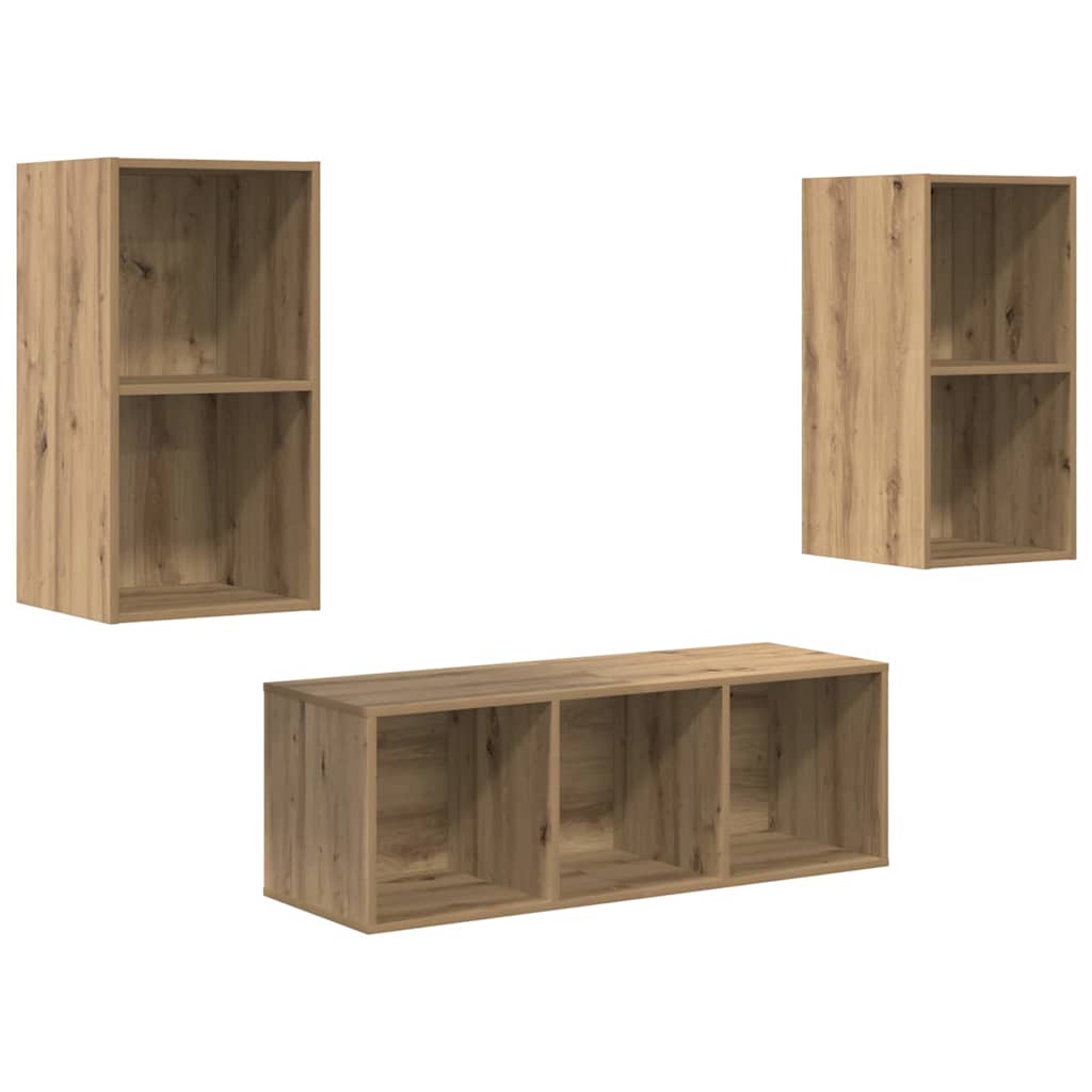 TV-Schrank Set Wandmontiert 3 pcs Artisan-Eiche Holzwerkstoff