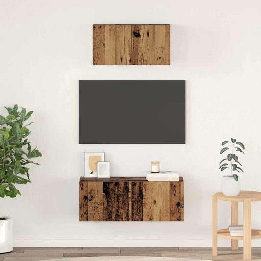 TV-Möbel-Set Wandmontiert 2 pcs Altholz Holzwerkstoff