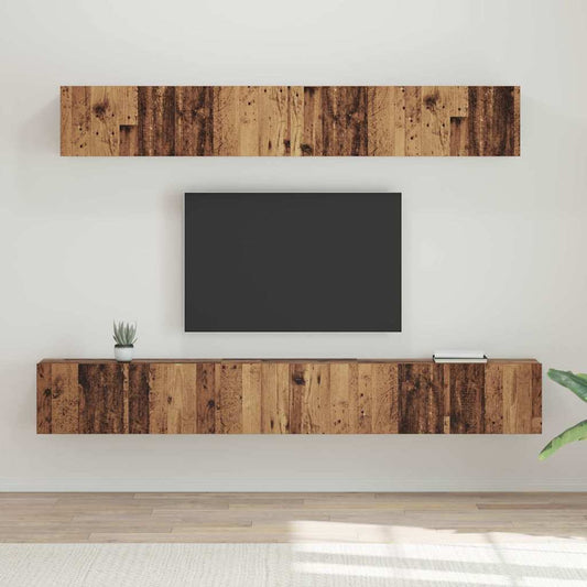 TV-Schrank Set Wandmontiert 5 pcs Altholz Holzwerkstoff