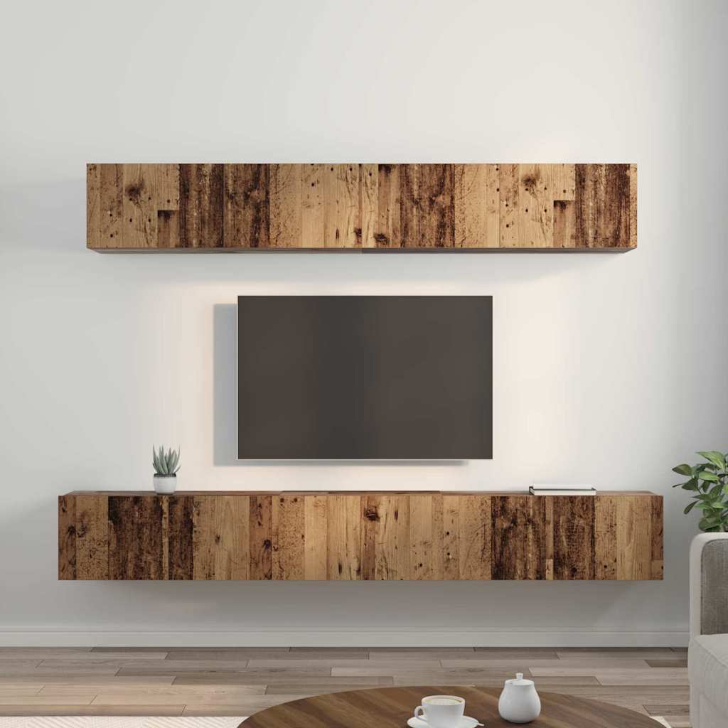 TV-Schrank Set Wandmontiert 5 pcs Altholz Holzwerkstoff