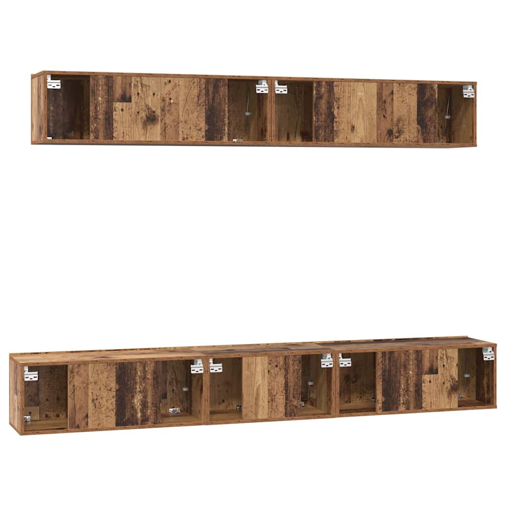TV-Schrank Set Wandmontiert 5 pcs Altholz Holzwerkstoff