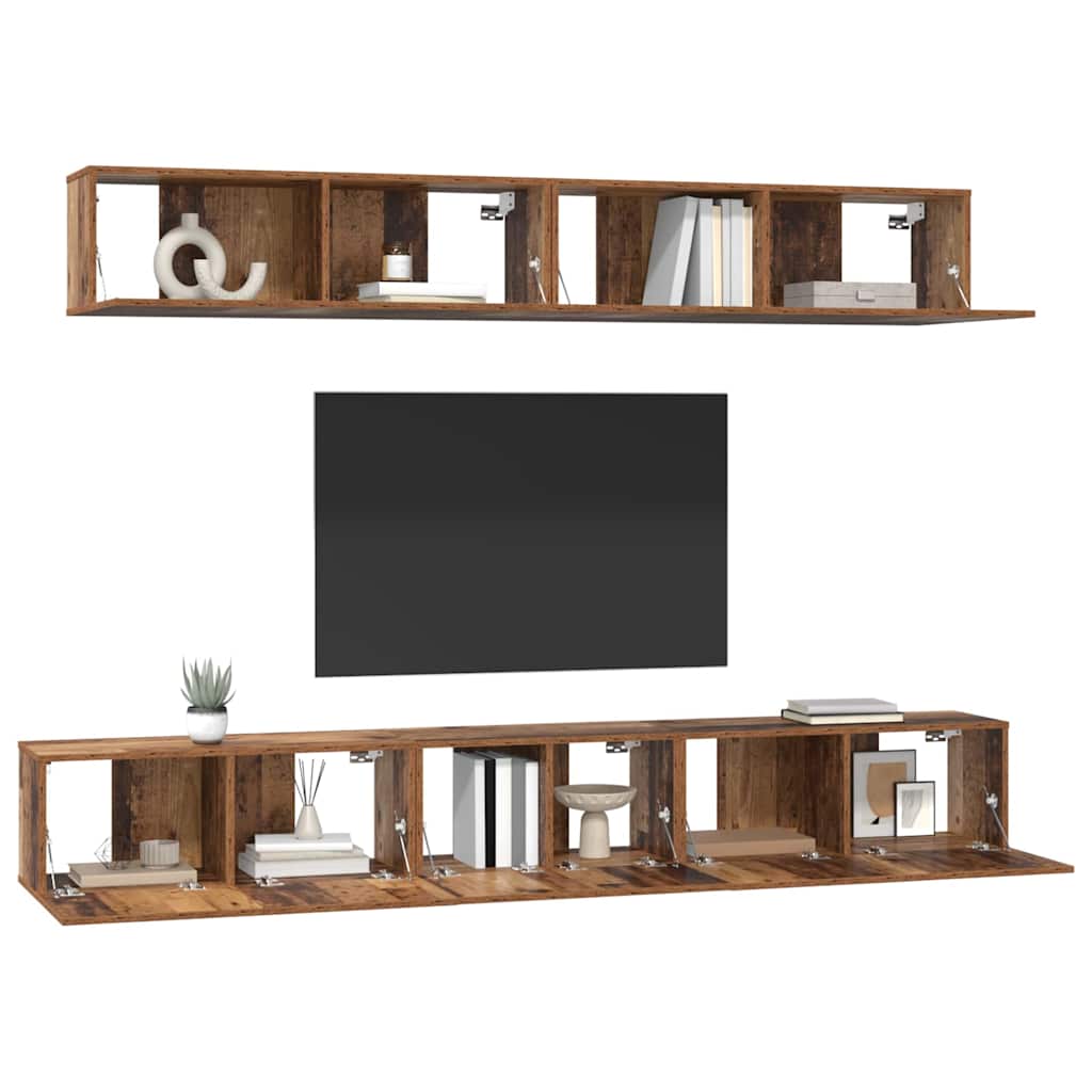 TV-Schrank Set Wandmontiert 5 pcs Altholz Holzwerkstoff