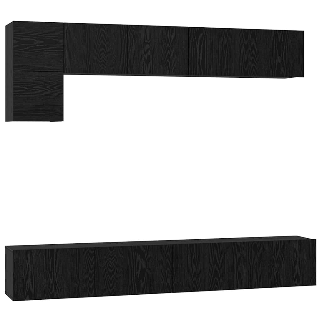 TV-Schrank-Set 5 pcs Schwarz Eichen-Optik Holzwerkstoff