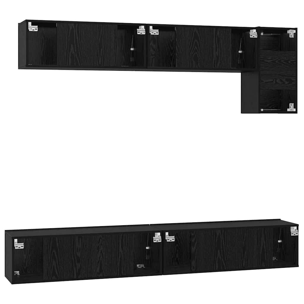TV-Schrank-Set 5 pcs Schwarz Eichen-Optik Holzwerkstoff