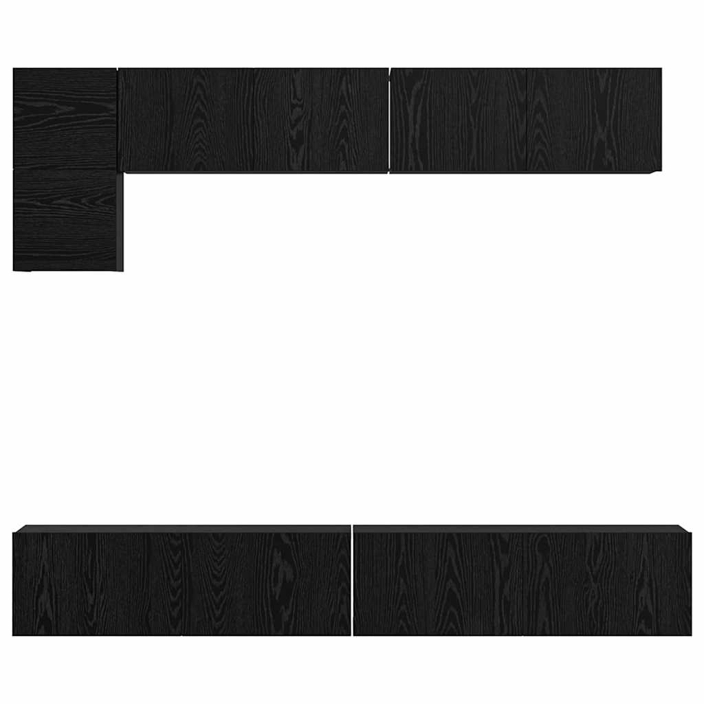 TV-Schrank-Set 5 pcs Schwarz Eichen-Optik Holzwerkstoff