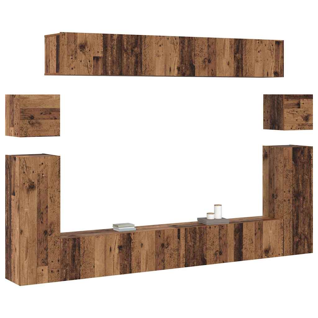 TV-Einheiten Wandmontiert 4 pcs Altholz Holzwerkstoff