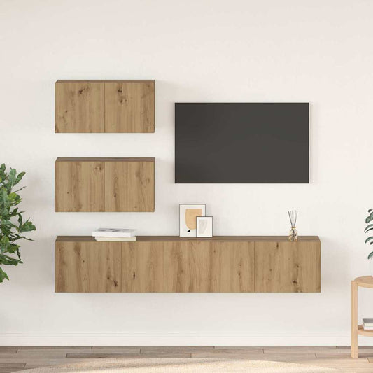 TV-Möbel-Set Wandmontiert 4 pcs Artisan-Eiche Holzwerkstoff