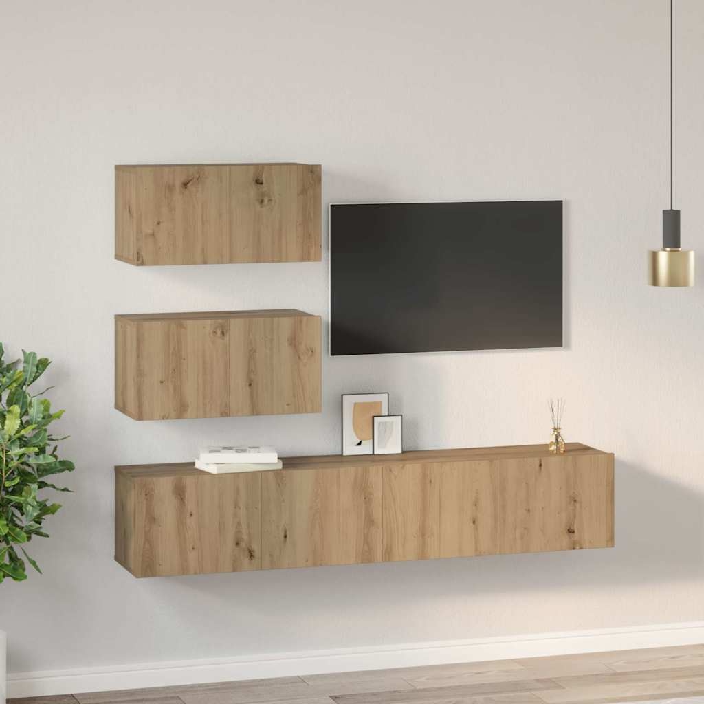 TV-Schrankset 4 stk. Artisan-Eiche Holzwerkstoff
