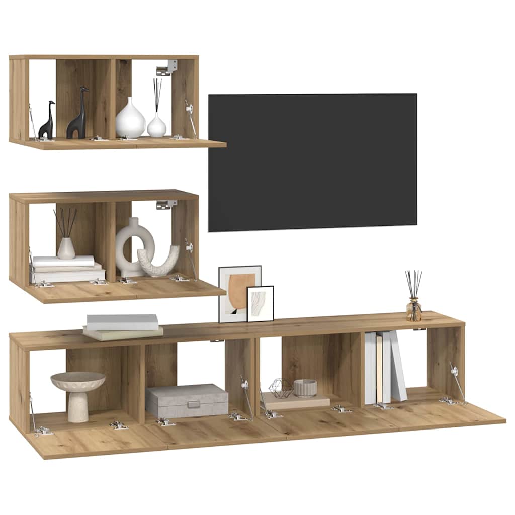 TV-Schrankset 4 stk. Artisan-Eiche Holzwerkstoff